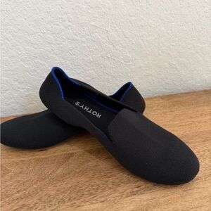 Rothy's The Loafer Women's 9 Black Blue Trim Knit Slip-On EUC